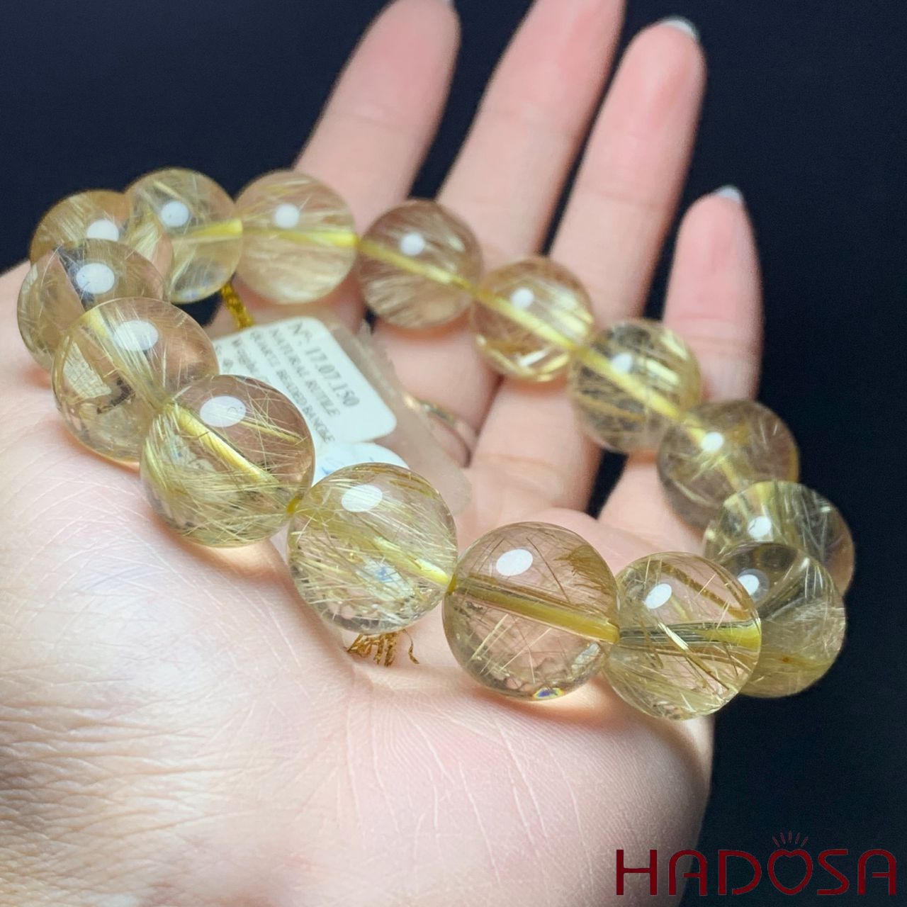 Vòng tay Thạch Anh tóc vàng 15mm cao cấp chuẩn 6A