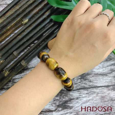 Vòng đá mắt Hổ vàng nâu lu thống 13x18mm 5A