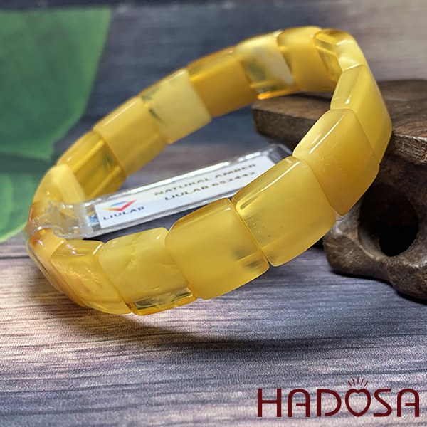 Vòng Hổ Phách Baltic mật lạp hạt vuông 12x12mm