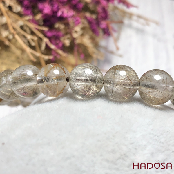 Vòng thạch anh tóc bạc kim 08mm chuẩn 3A