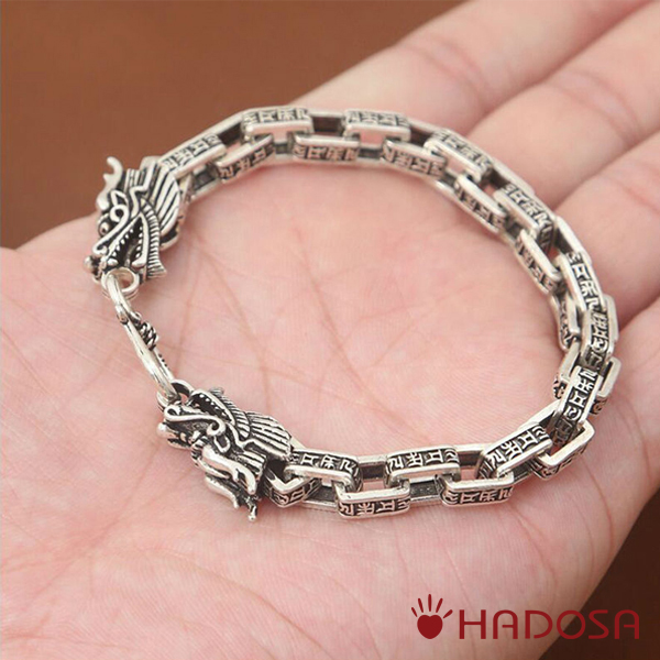 Lắc tay bạc nam kiểu Rồng