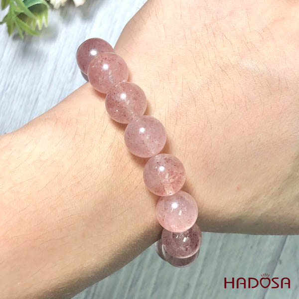 Vòng tay đá Thạch Anh Dâu Tây 12mm chuẩn 3A