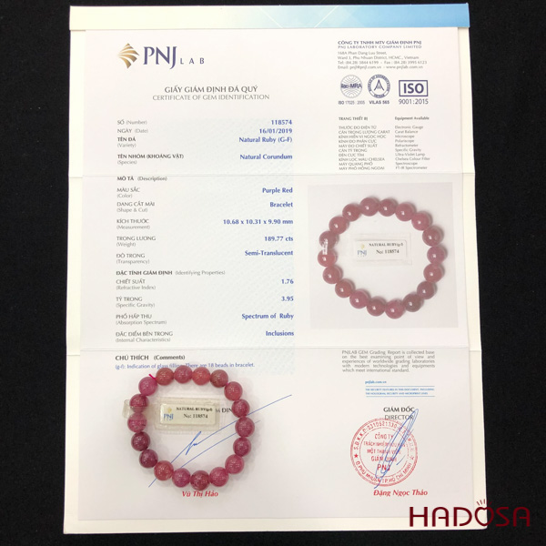 Vòng Ruby Thái hồng trong đậm 10mm cao cấp