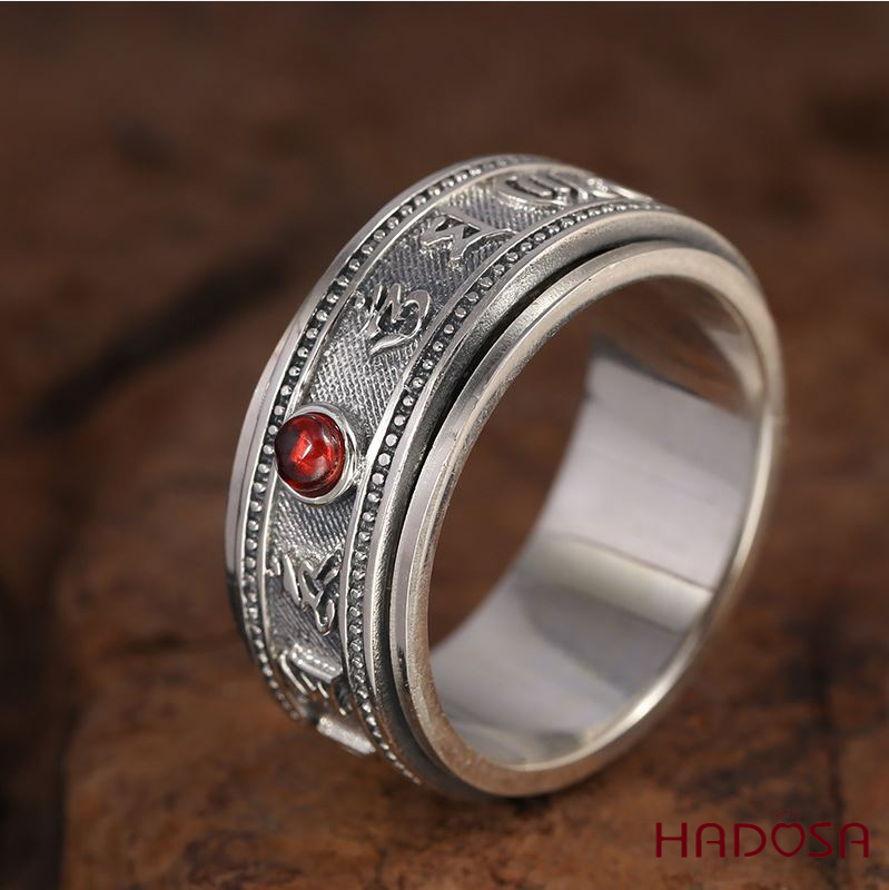 Nhẫn Xoay Bạc Thái Khắc Chú