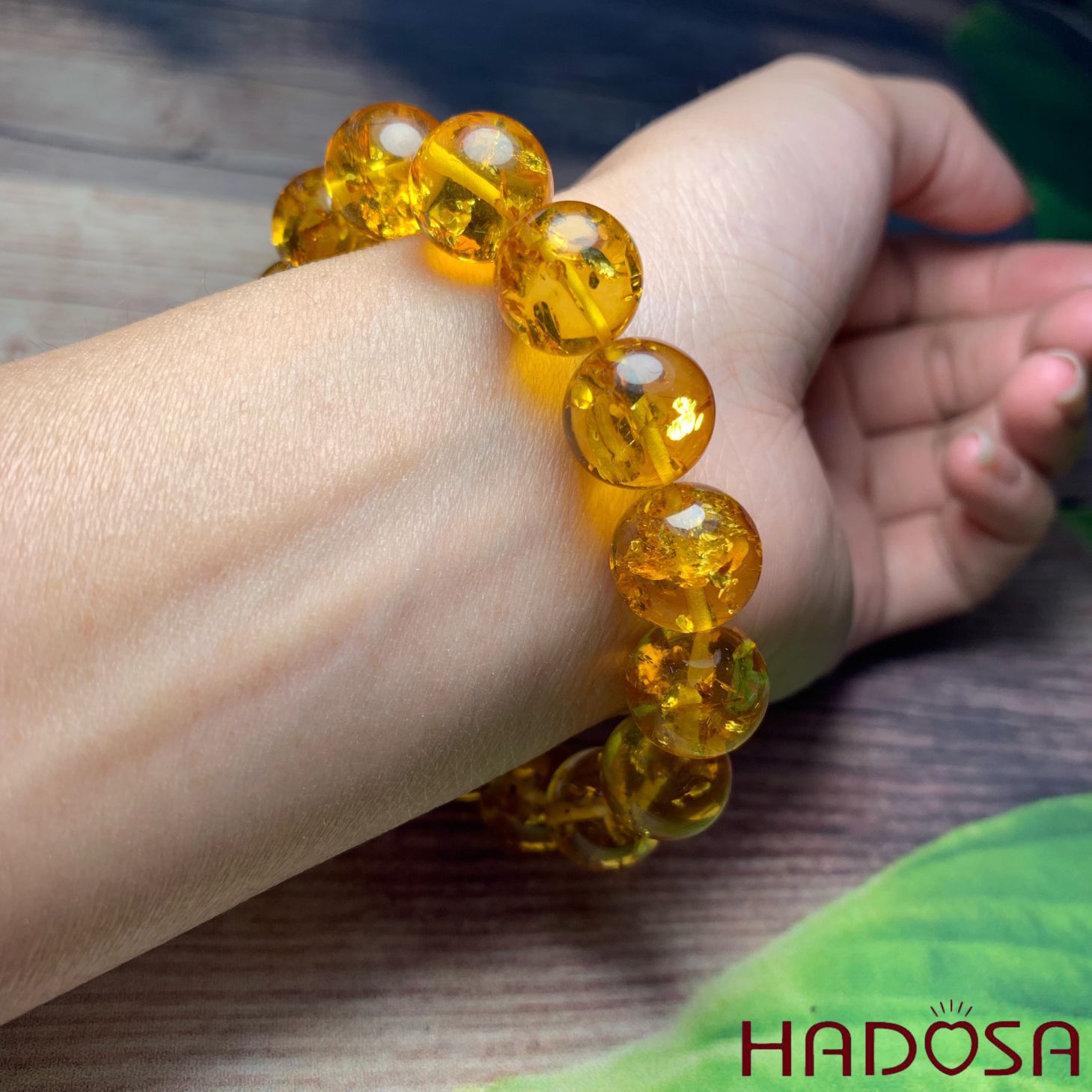 Vòng Hổ Phách Baltic cognac vàng mật ong 12mm cao cấp