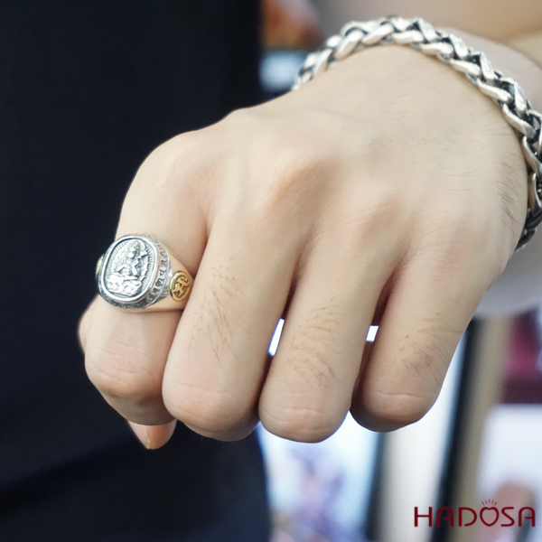 Nhẫn bạc Thái Phật bản mệnh Phổ Hiền (Thìn, Tỵ)