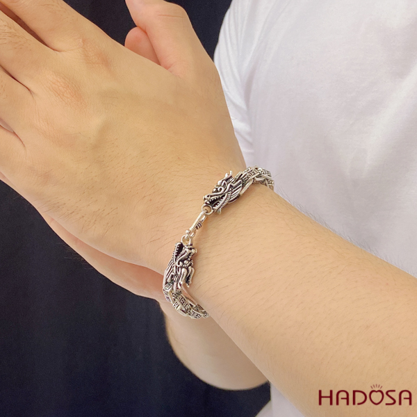 Lắc tay bạc nam kiểu Rồng