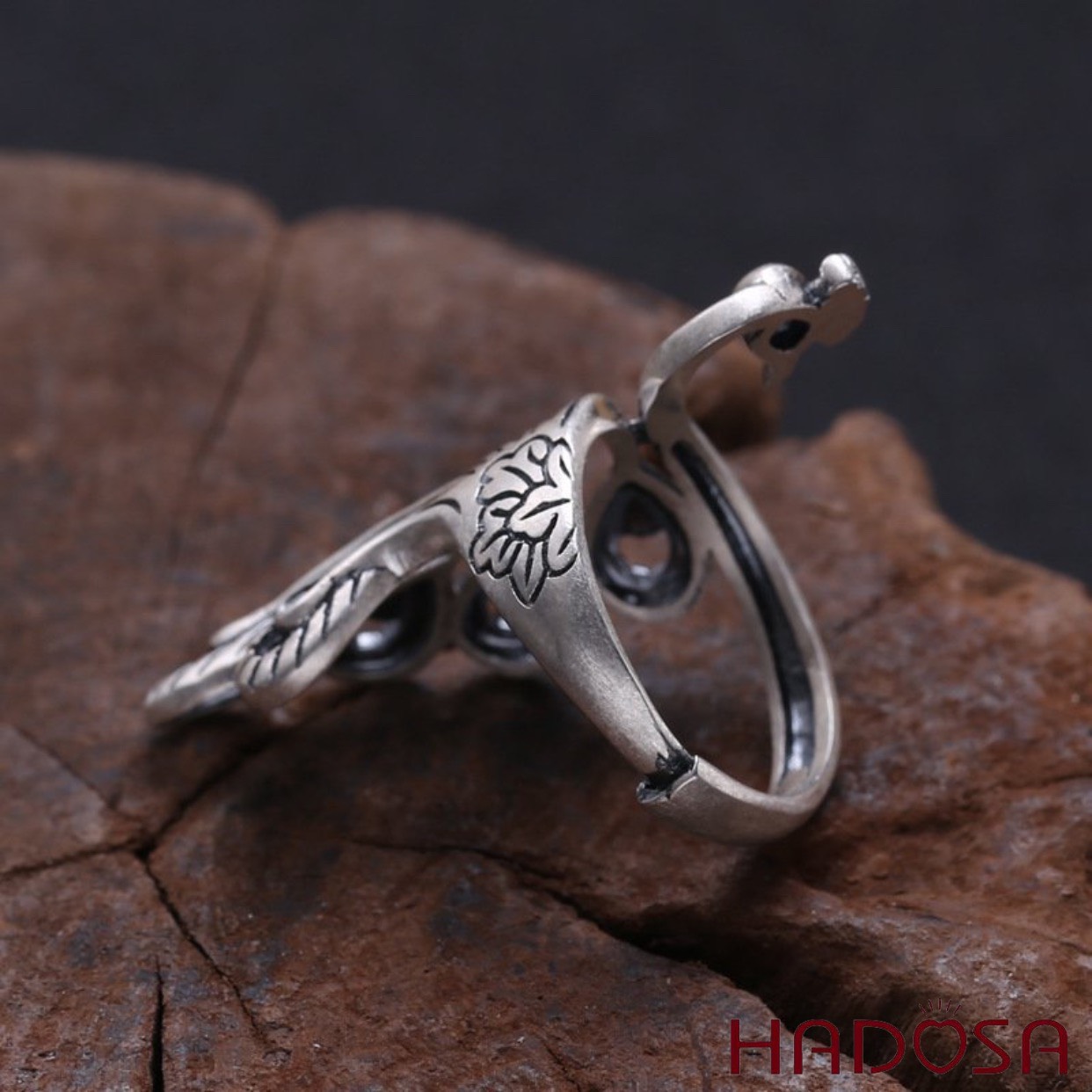 Nhẫn bạc thái Khổng Tước 40*18mm