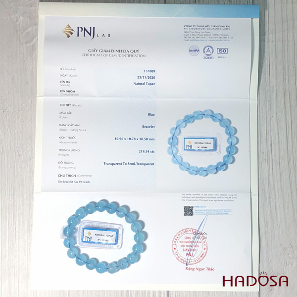 Vòng đá Topaz xanh 11mm chuẩn 5(A-)