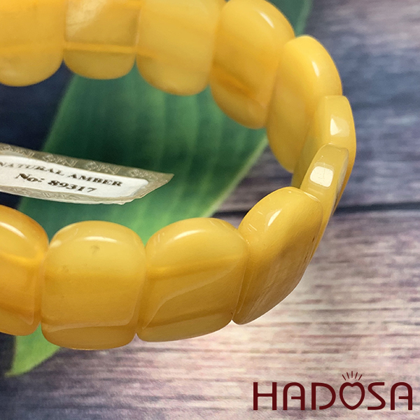 Vòng Hổ Phách Baltic mật lạp hạt chữ nhật 20x12mm