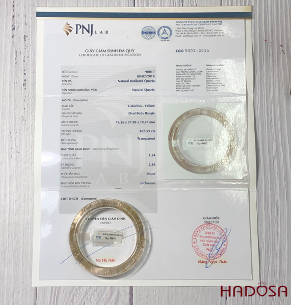 Vòng liền thạch anh tóc vàng 57mm đặc biệt cao cấp chuẩn 6A(-)