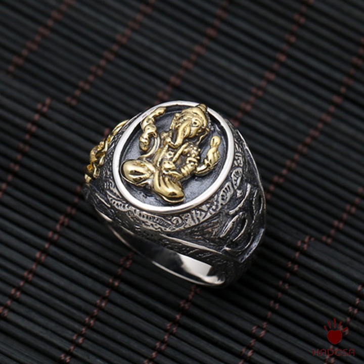 Nhẫn nam bạc Thái Voi Thần Ganesha