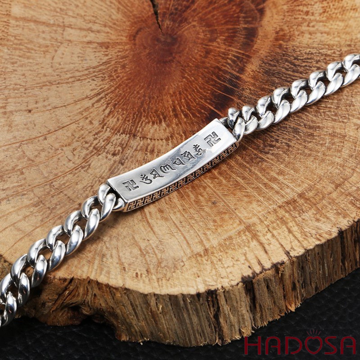 Vòng Tay Nam Bạc Thái bản Om Mani Padme