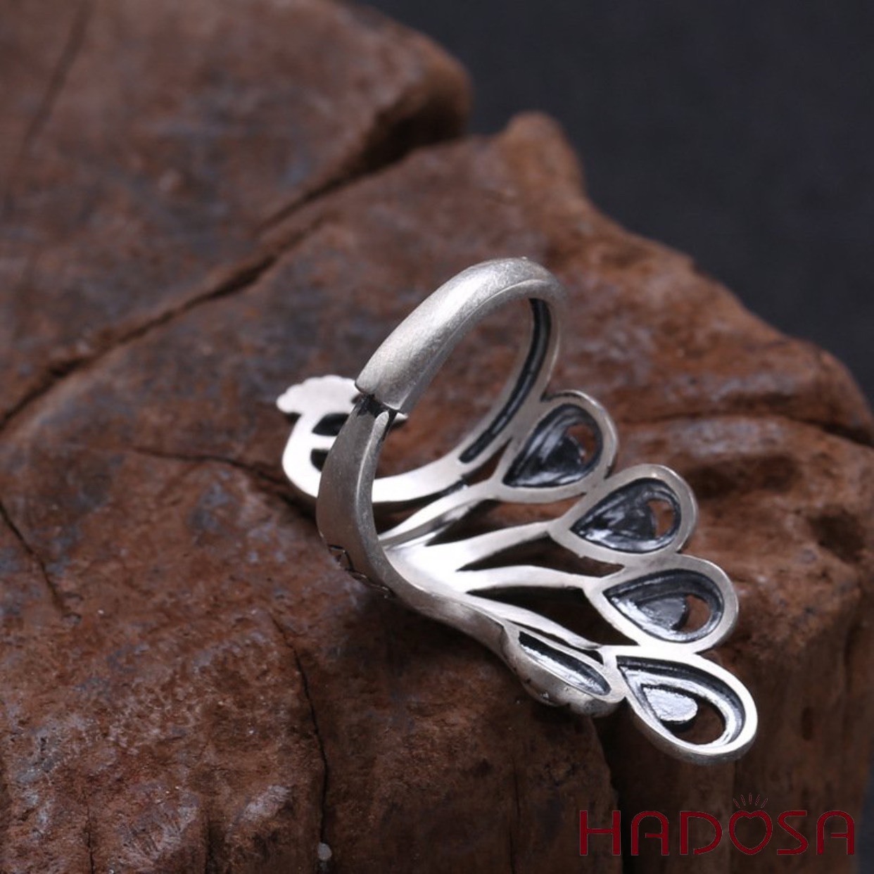 Nhẫn bạc thái Khổng Tước 40*18mm