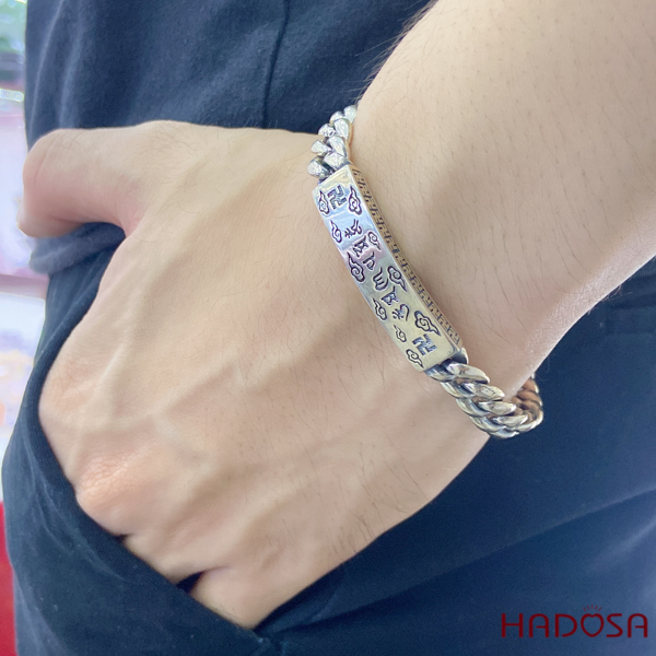 Vòng Tay Nam Bạc Thái bản Om Mani Padme