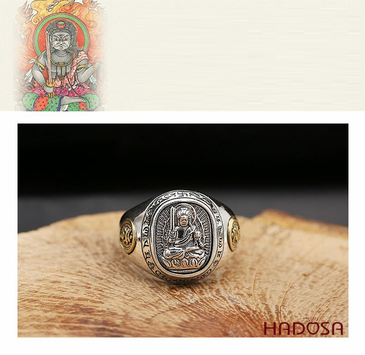 Nhẫn bạc Thái Phật bản mệnh Bất Động Minh Vương (Dậu)