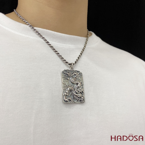 Măt dây chuyền bạc Thái chạm Rồng