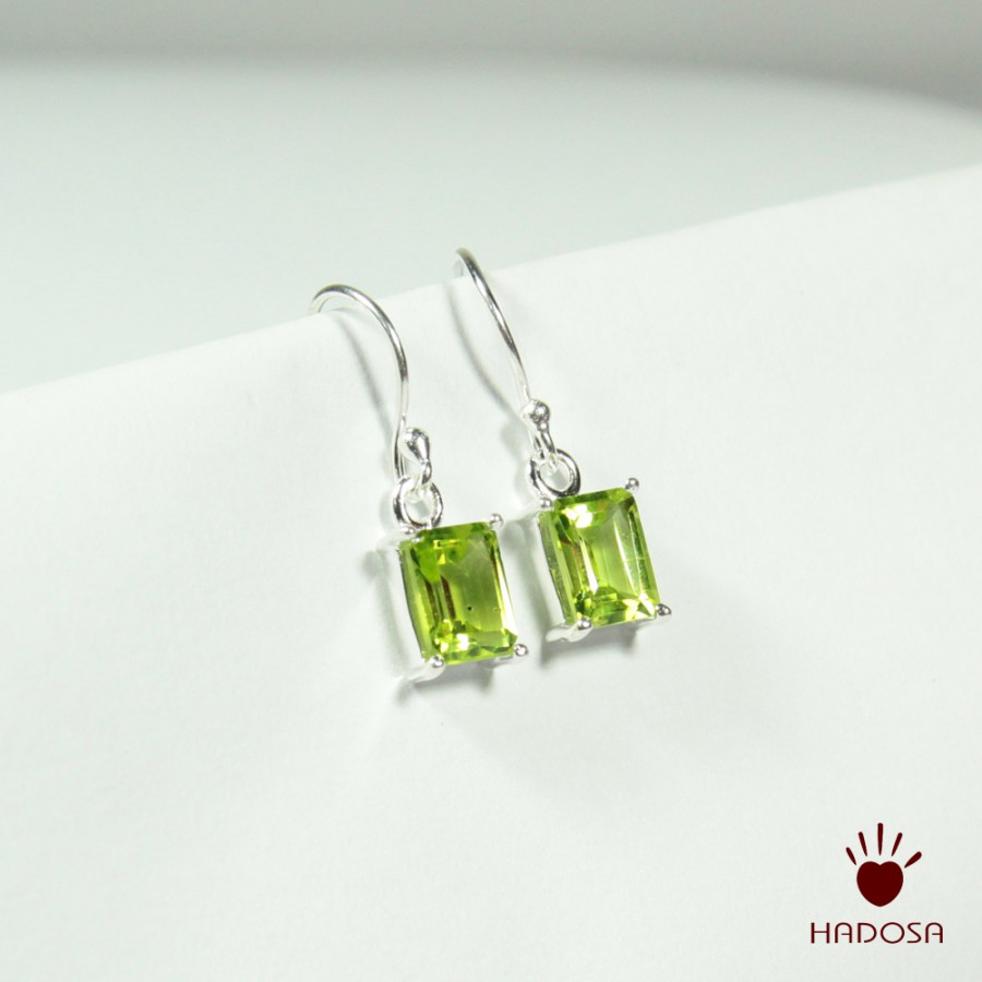 Hoa tai đá Peridot cao cấp bạc 925