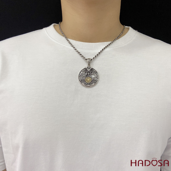 Mặt dây chuyền bạc nam phong thủy 43*37mm