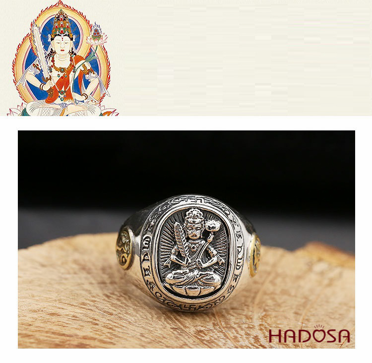 Nhẫn bạc Thái Phật bản mệnh Văn Thù (Mão)