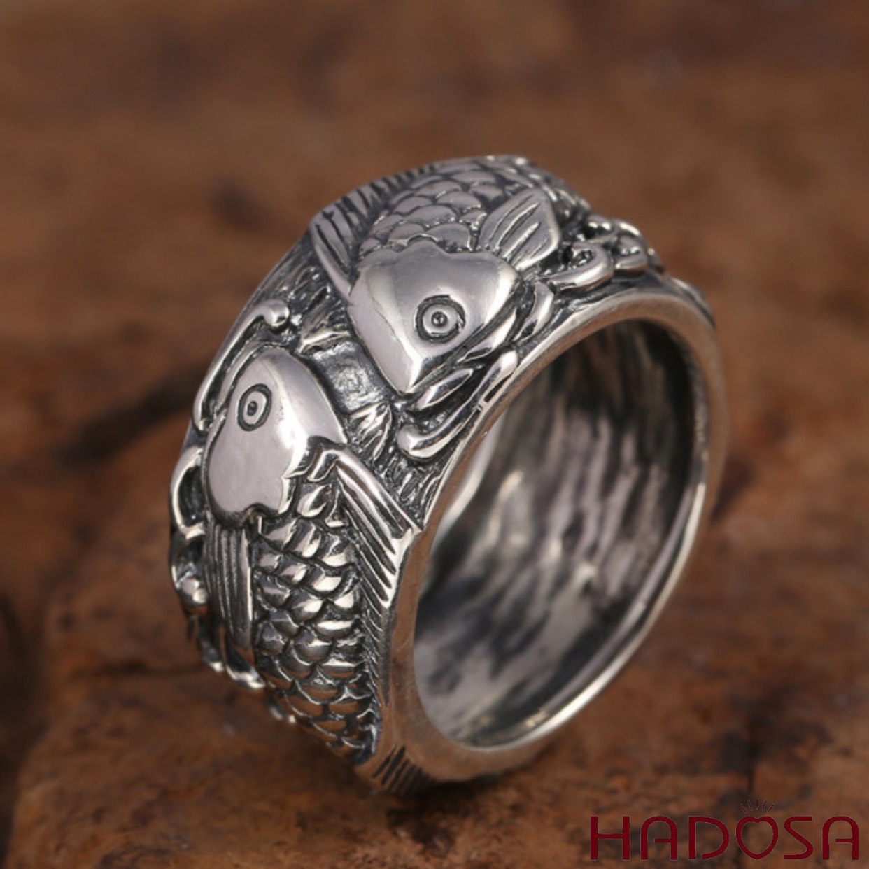 Nhẫn bạc nam phong thủy cá Chép