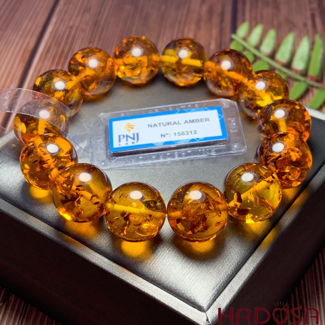 Hổ Phách Baltic cognac vàng đậm 16mm