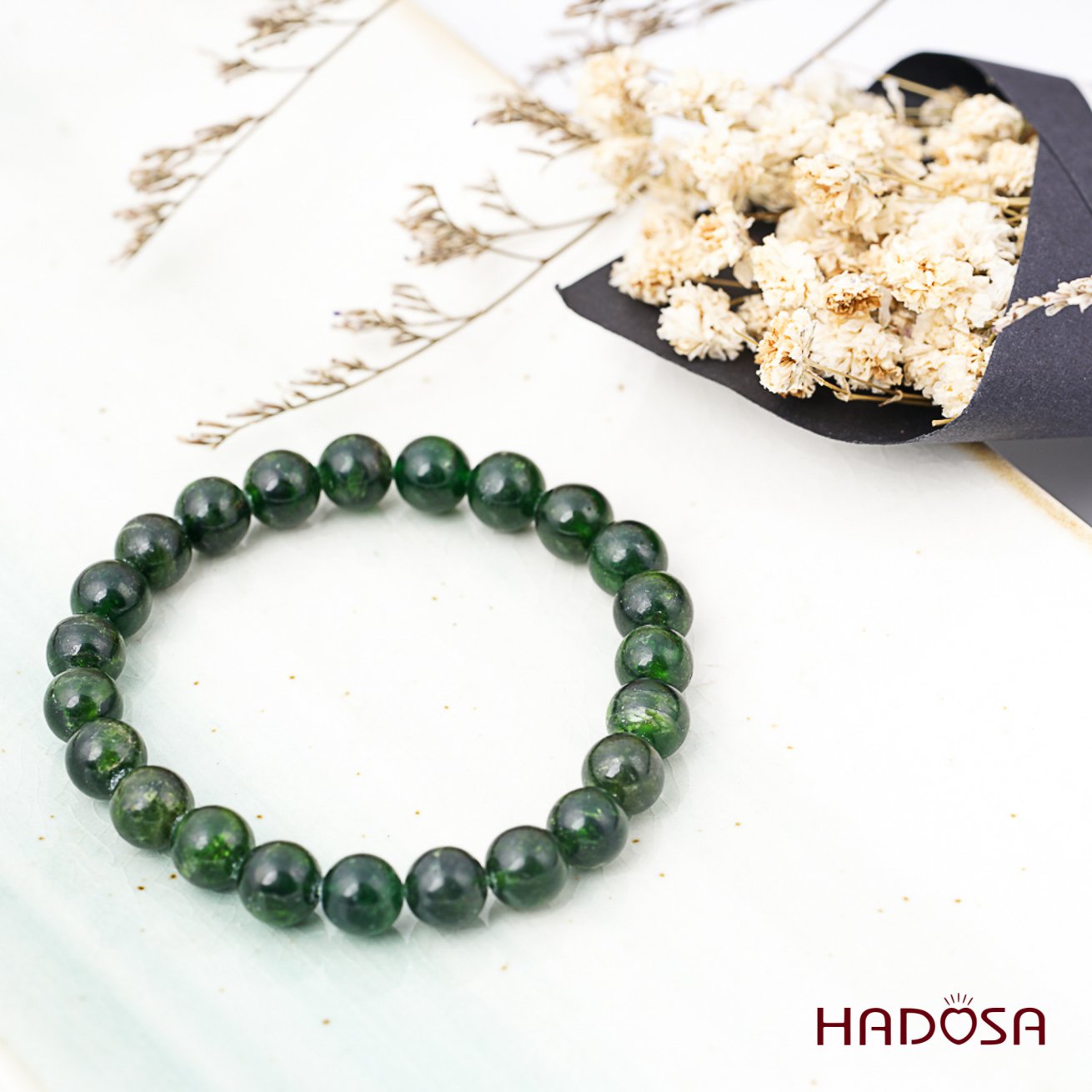 Vòng đá Diopside 08mm chuẩn 3A