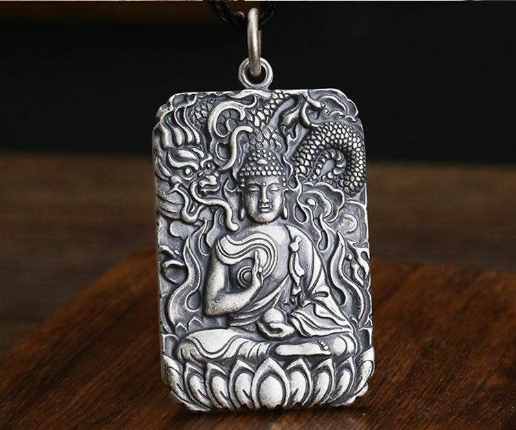 Mặt dây chuyền bạc Thái Phật bản mệnh Adida (Tuất, Hợi)