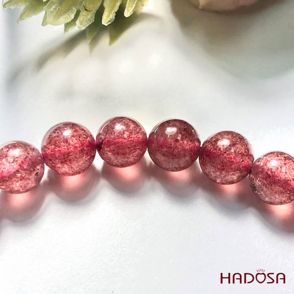 Vòng tay Thạch Anh Dâu Tây 08mm cao cấp chuẩn 6A