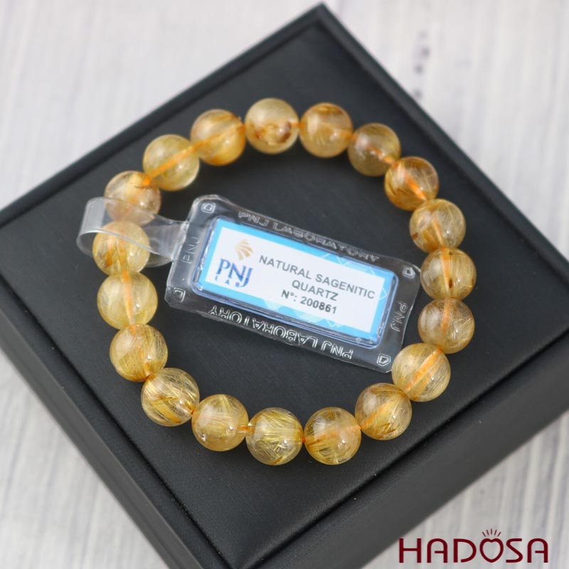 Vòng Thạch anh tóc vàng 10mm chuẩn 4A