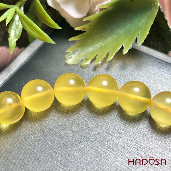 Vòng Hổ Phách Baltic vàng bơ 08mm