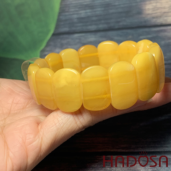 Vòng Hổ Phách Baltic mật lạp hạt chữ nhật 20x12mm