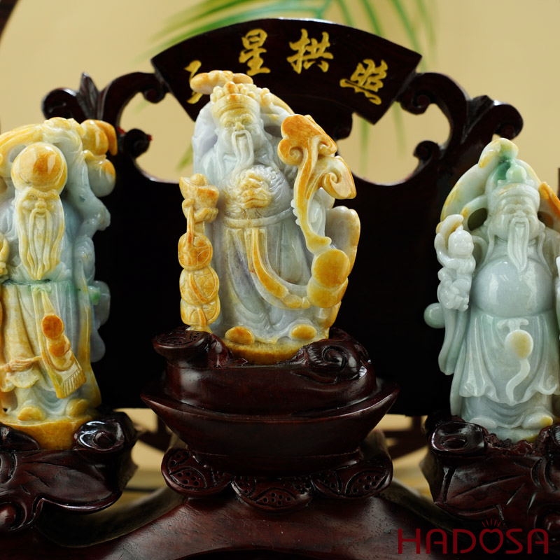 Bộ Phúc Lộc Thọ cẩm thạch 14x7x5cm