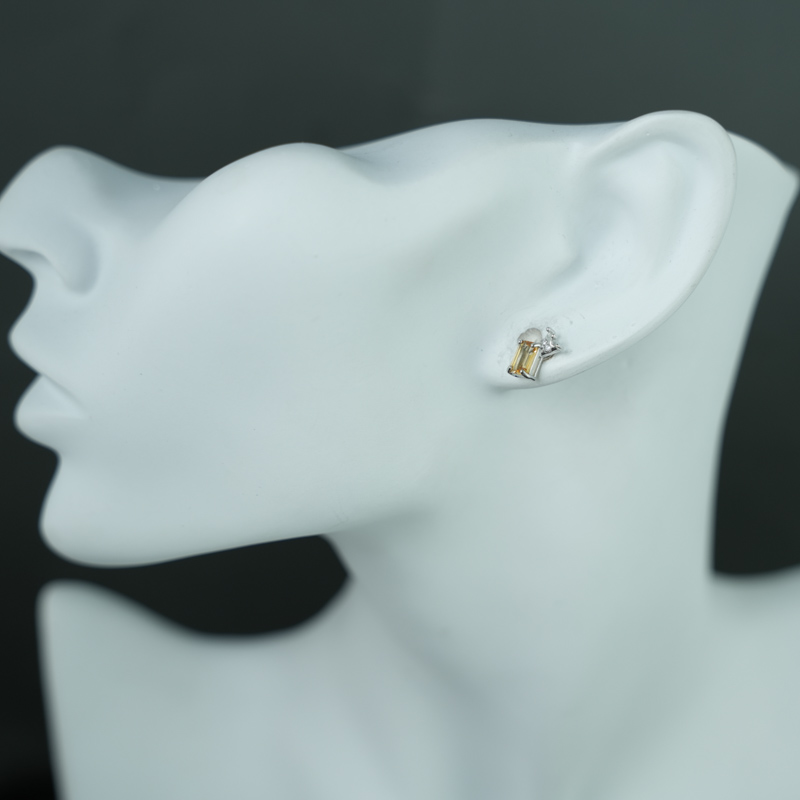 Bông tai đá Citrine 4*6mm bạc 925