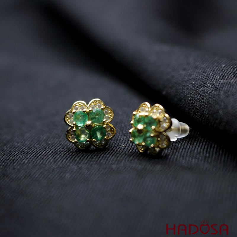 Bông tai Emerald 2.5mm bạc 925