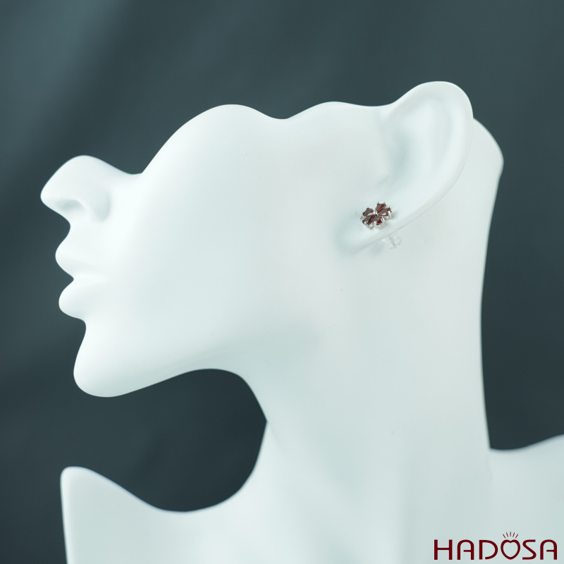 Bông tai Garnet 3*4mm bạc 925