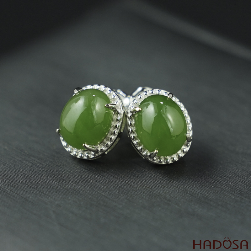 Bông tai Ngọc Bích Canada 08*10mm bạc 925