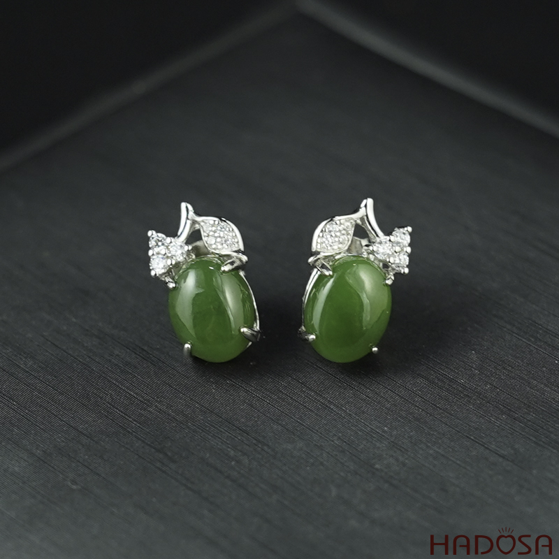 Bông tai Ngọc Bích Canada 07*09mm bạc 925