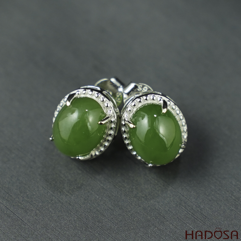 Bông tai Ngọc Bích Canada 08*10mm bạc 925