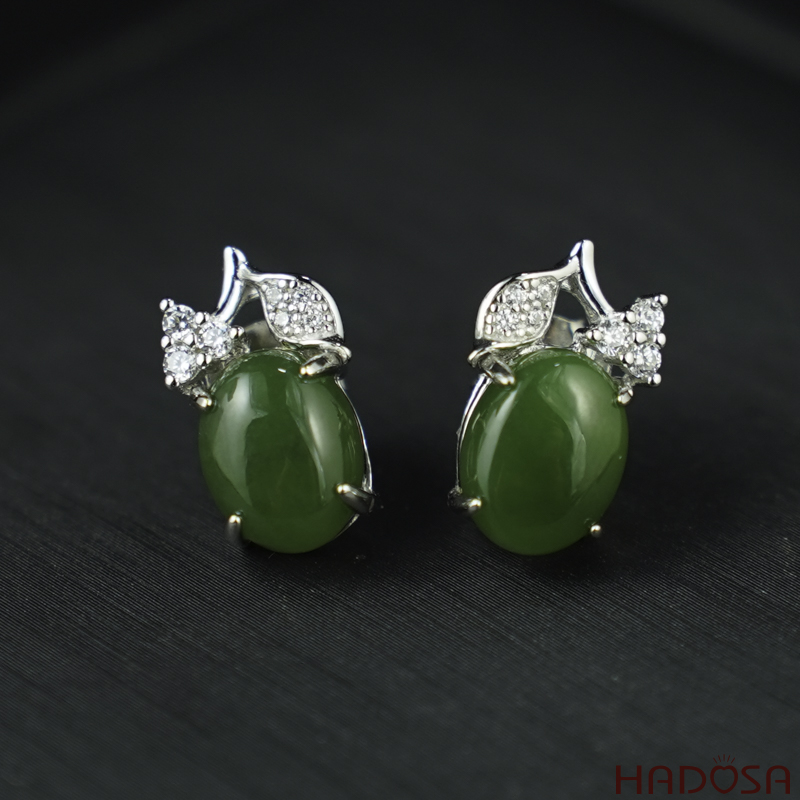 Bông tai Ngọc Bích Canada 07*09mm bạc 925