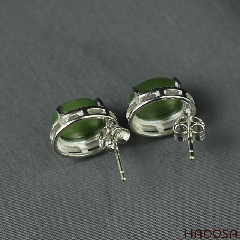 Bông tai Ngọc Bích Canada 08*10mm bạc 925