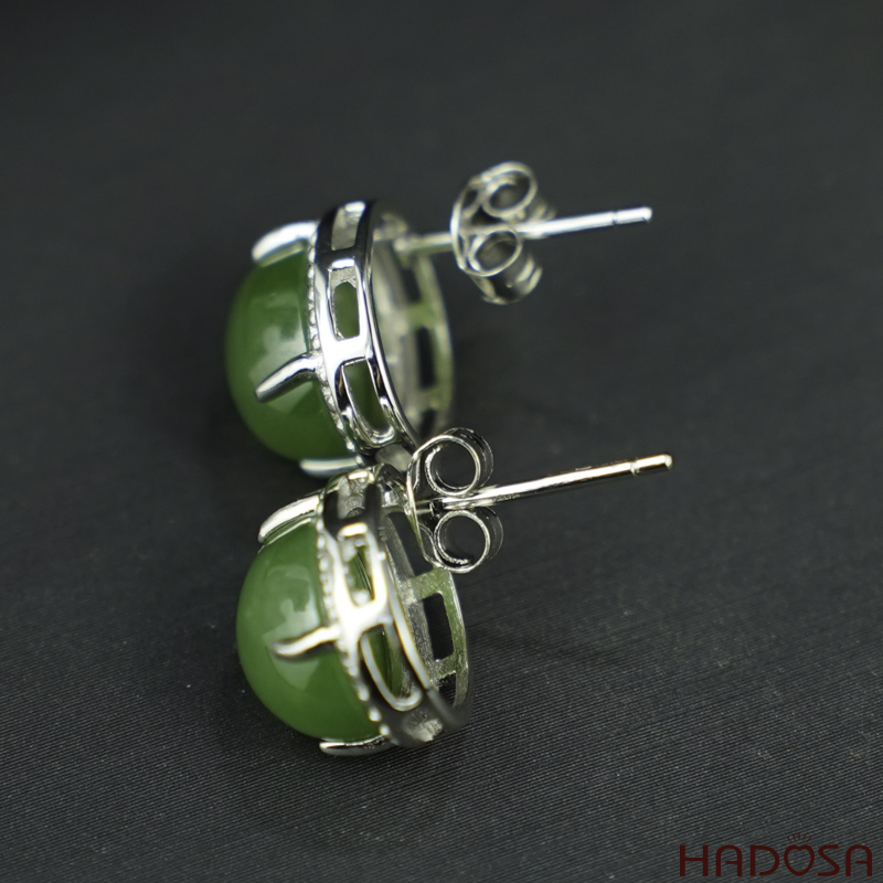 Bông tai Ngọc Bích Canada 08*10mm bạc 925