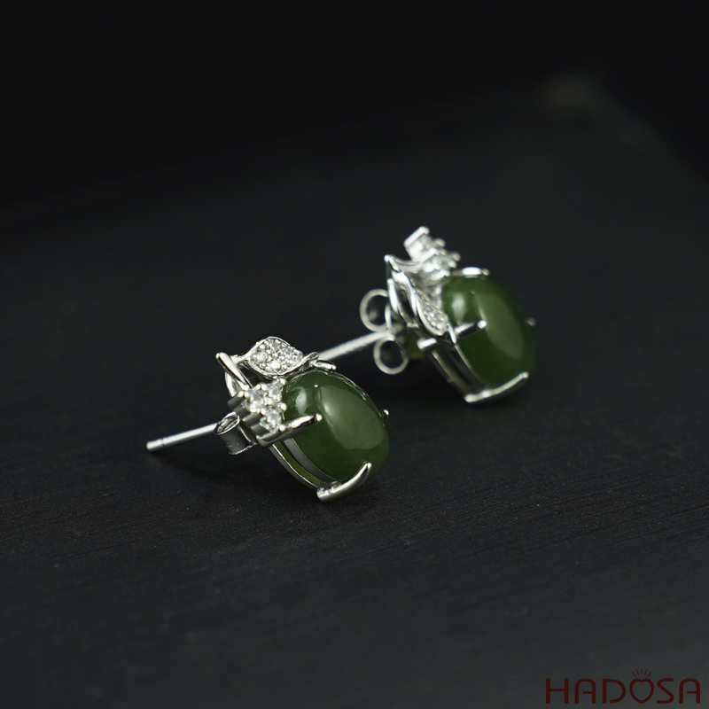Bông tai Ngọc Bích Canada 07*09mm bạc 925