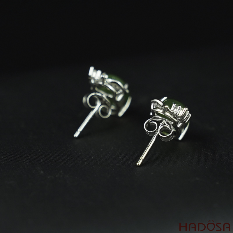 Bông tai Ngọc Bích Canada 07*09mm bạc 925