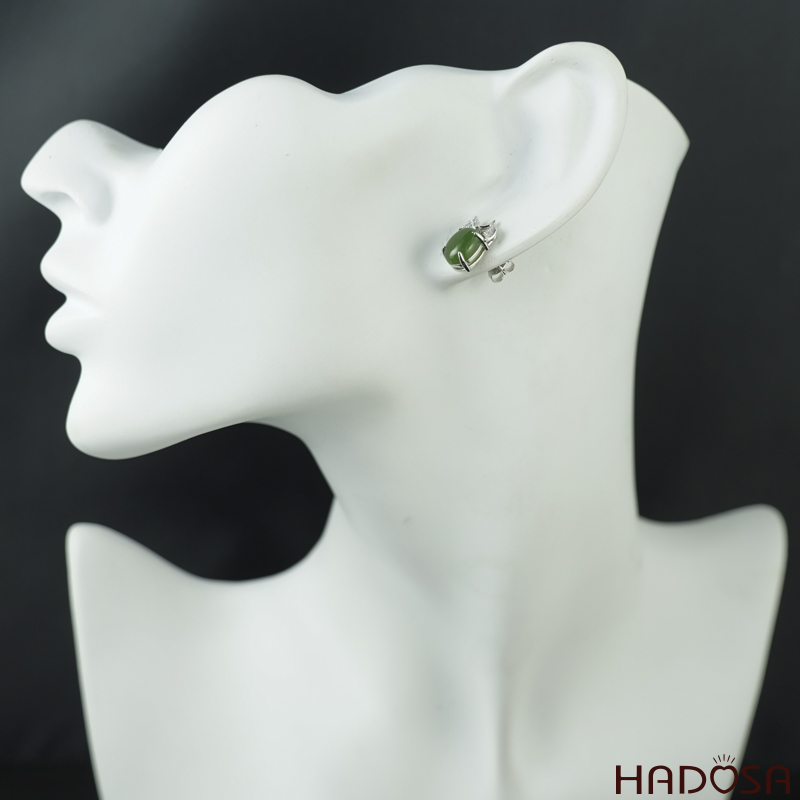 Bông tai Ngọc Bích Canada 07*09mm bạc 925