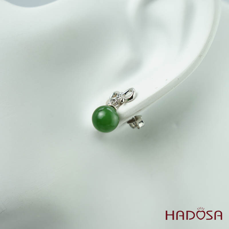 Bông tai Ngọc Bích Canada 08*08mm bạc 925