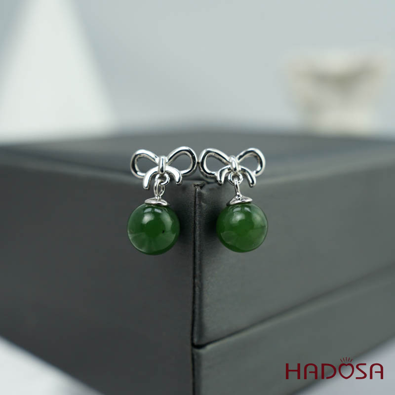 Bông tai Ngọc Bích Canada 08*08mm bạc 925