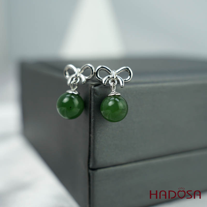 Bông tai Ngọc Bích Canada 08*08mm bạc 925