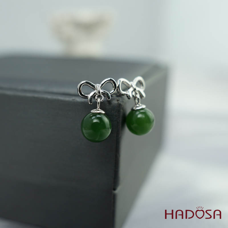 Bông tai Ngọc Bích Canada 08*08mm bạc 925