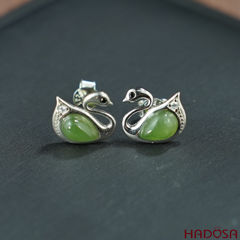 Bông tai Ngọc Bích Canada 04*06mm bạc 925